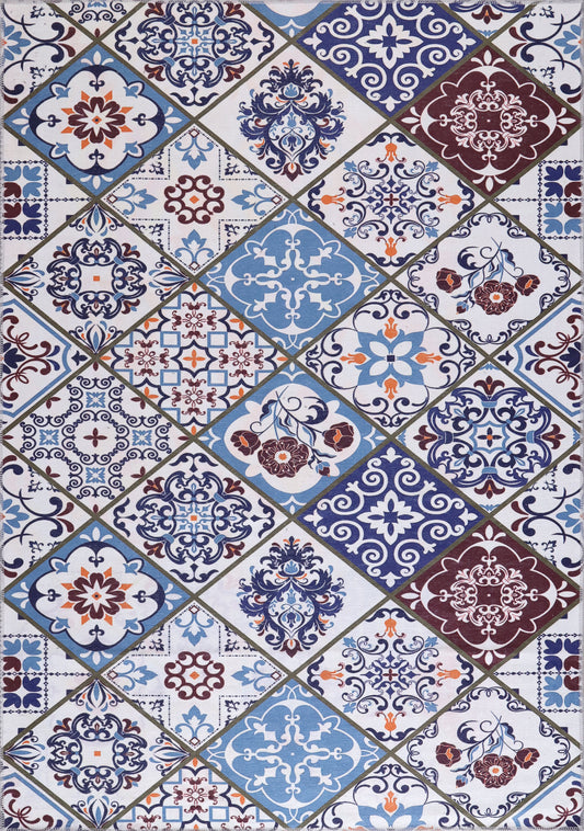 Ljuva Home Modern Beige Floral Washable Rug Design 4002