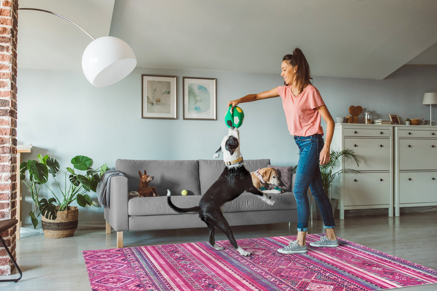 Ljuva Home Bohemian Pink Striped Washable Rug Design 1322P