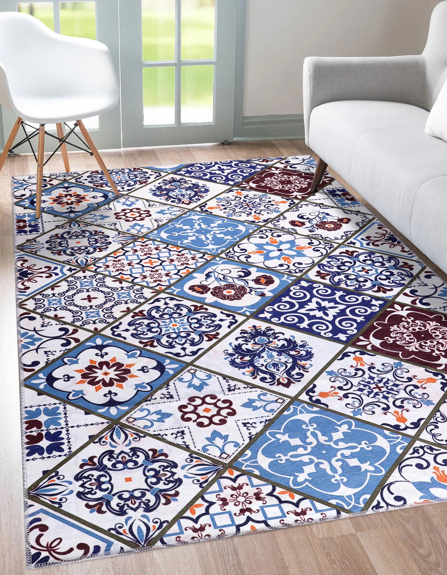 Ljuva Home Modern Beige Floral Washable Rug Design 4002