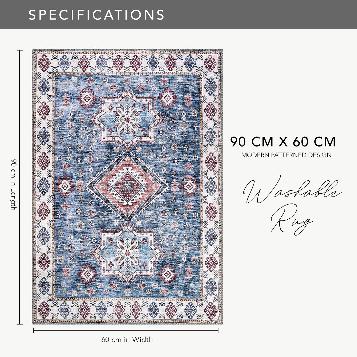 Ljuva Home - Tribal Multicolor Geometric Washable Rug, Design NL1016