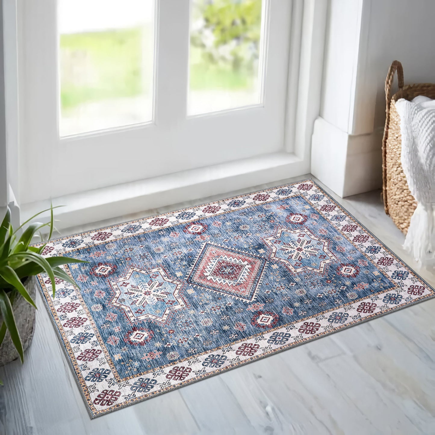 Ljuva Home - Tribal Multicolor Geometric Washable Rug, Design NL1016