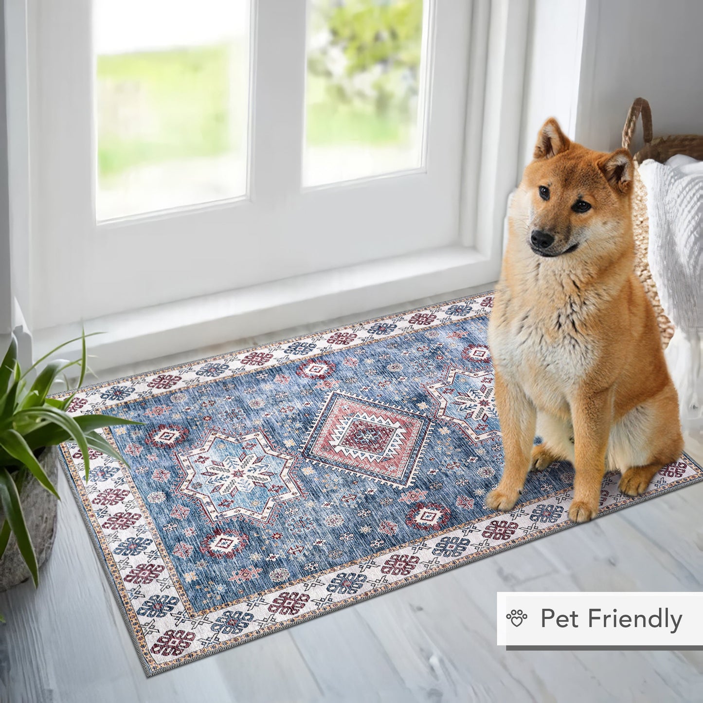 Ljuva Home - Tribal Multicolor Geometric Washable Rug, Design NL1016