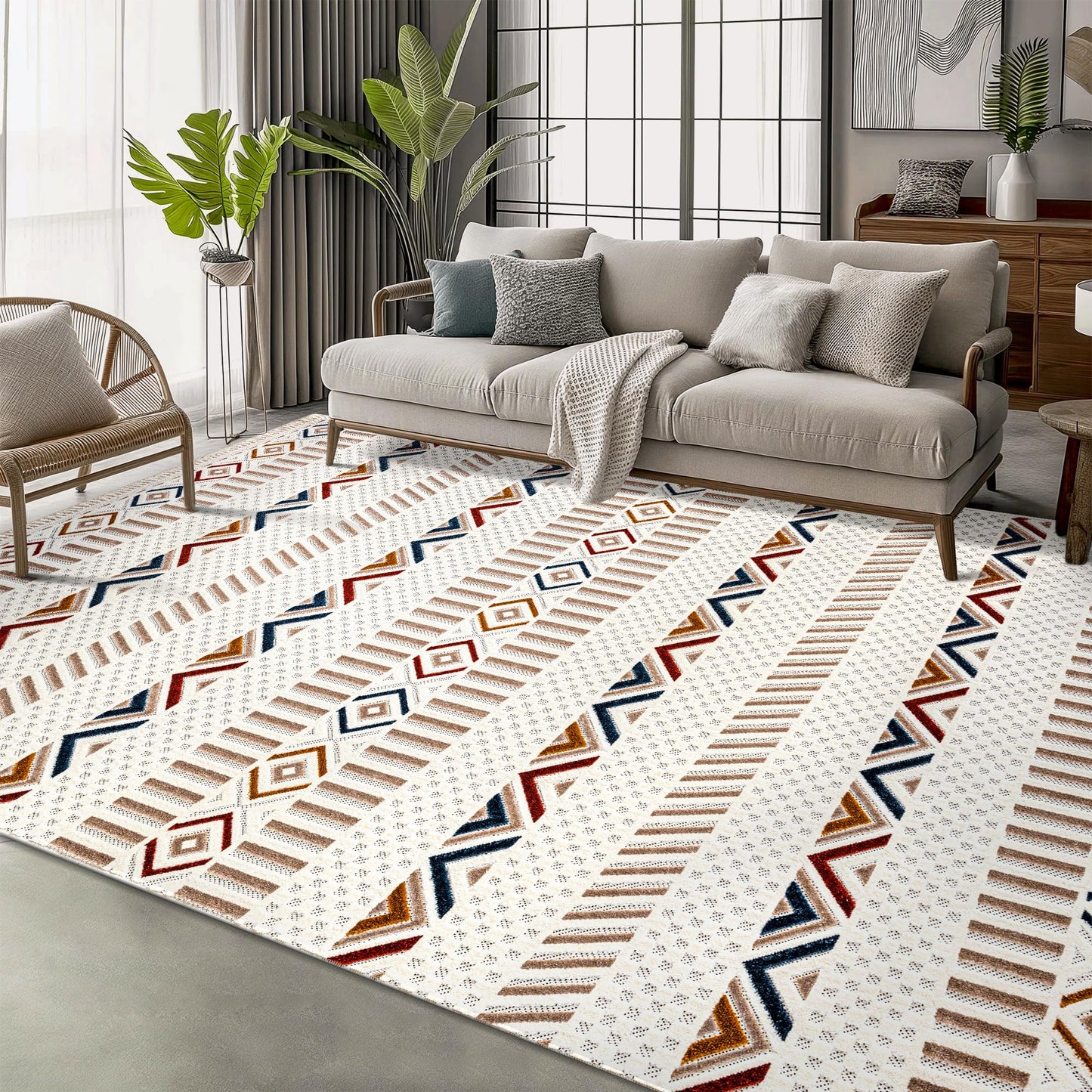 Ljuva Home Area Rug for Living Room, Bedroom & Hallway – Soft & Durable Low Pile Area Rugs – Bohemian, Aztec & Boho Style – Pet & Kid-Friendly, Ideal for High-Traffic Areas (Copy)