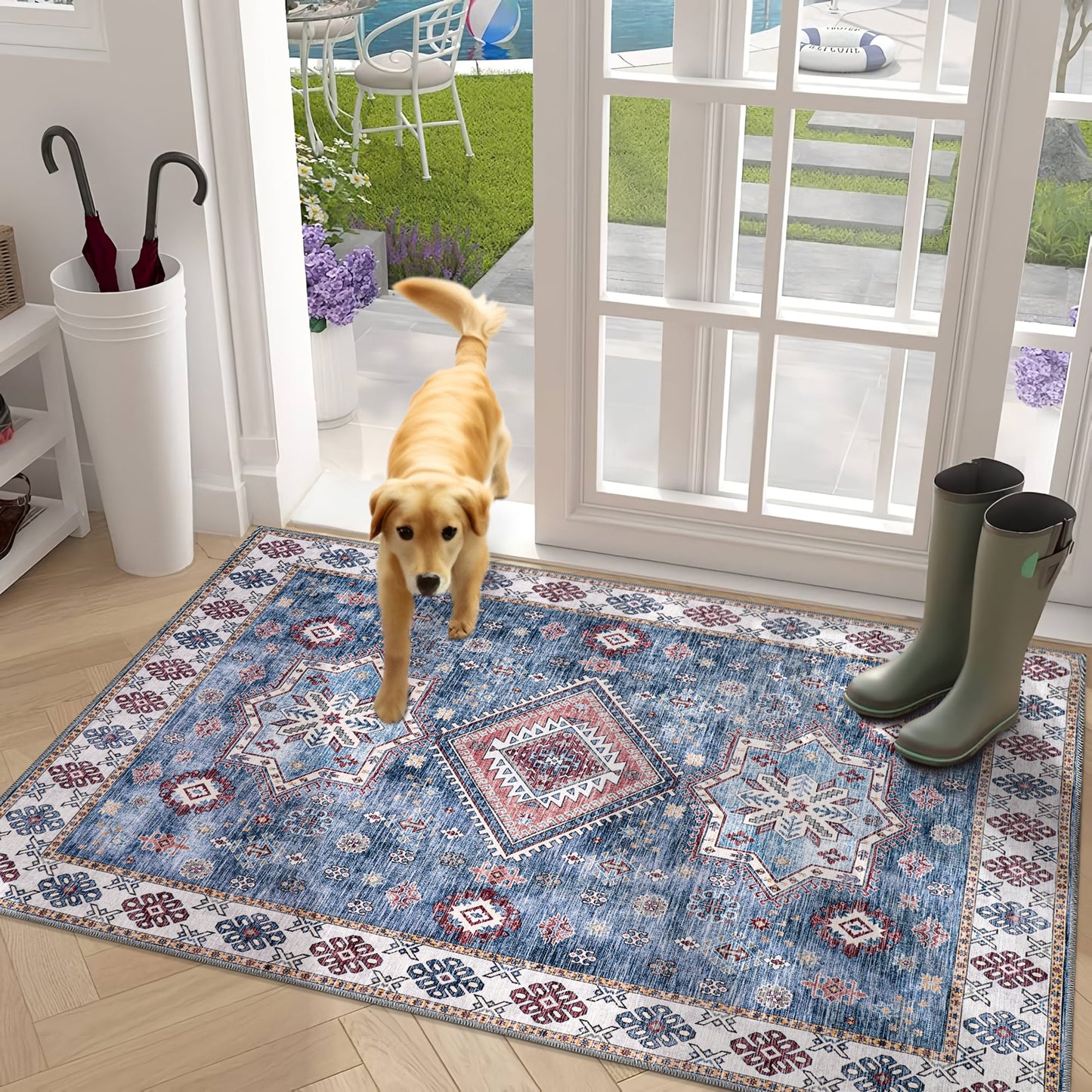 Ljuva Home - Tribal Multicolor Geometric Washable Rug, Design NL1016