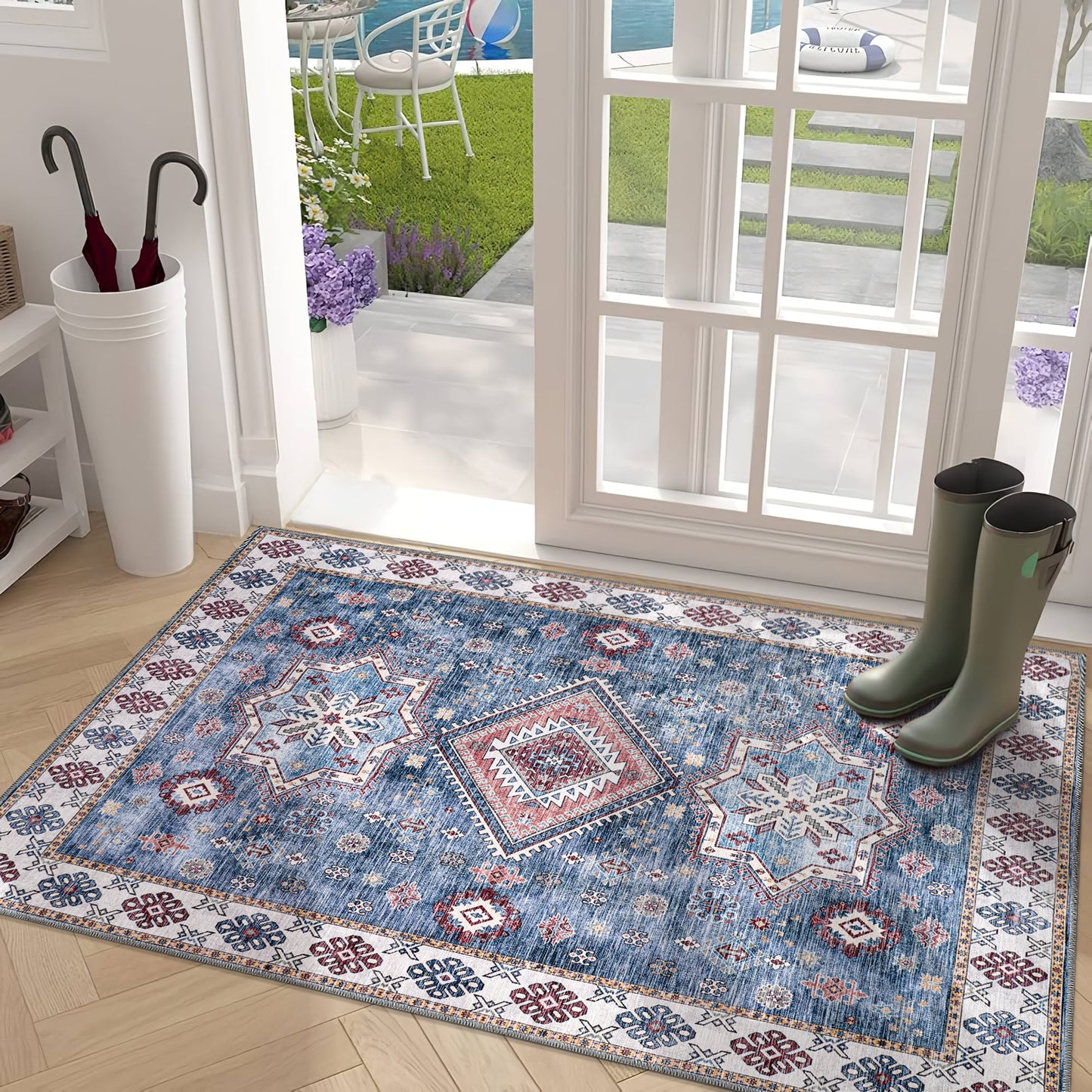 Ljuva Home - Tribal Multicolor Geometric Washable Rug, Design NL1016