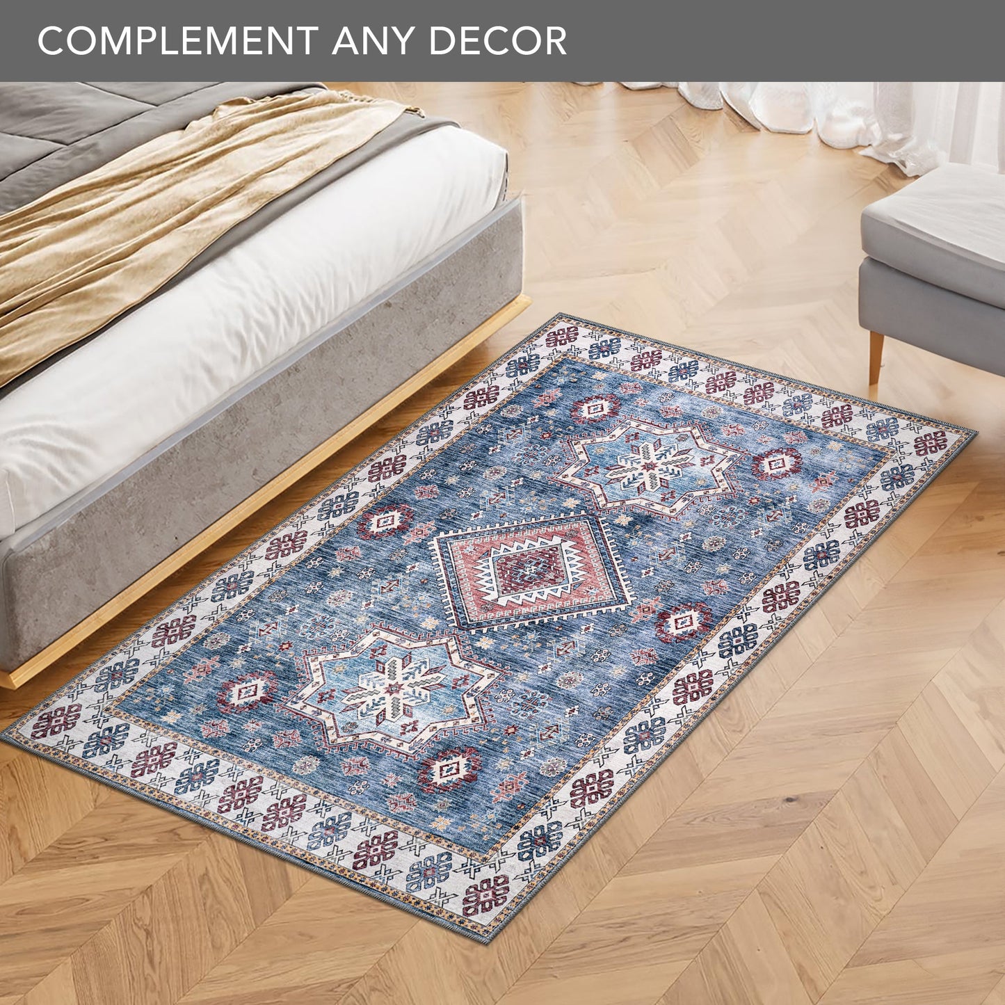 Ljuva Home - Tribal Multicolor Geometric Washable Rug, Design NL1016