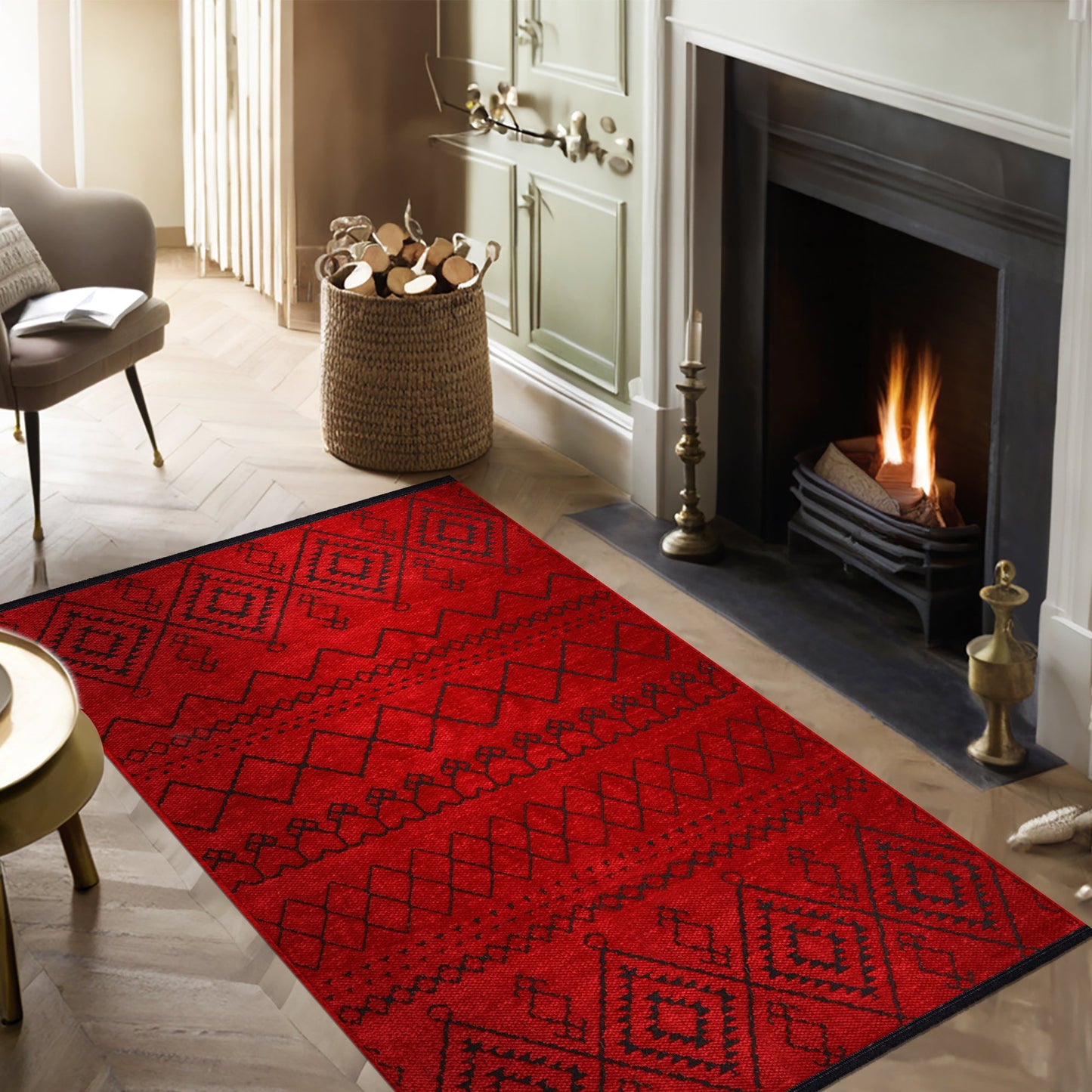 Ljuva Home Machine Washable Rug RW1801 – RED Soft Chenille