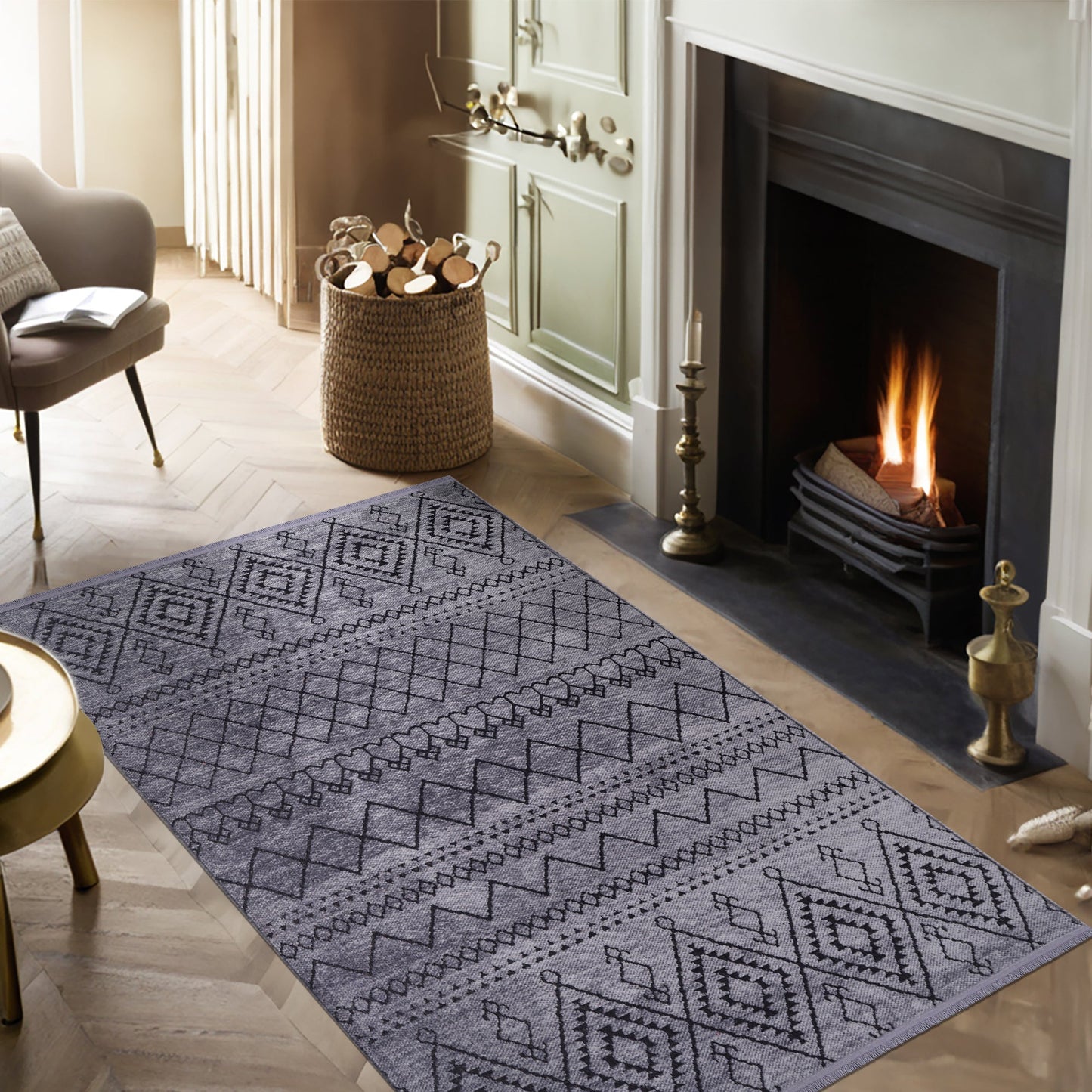 Ljuva Home Machine Washable Rug RW1801 – DARK GRAY Soft Chenille