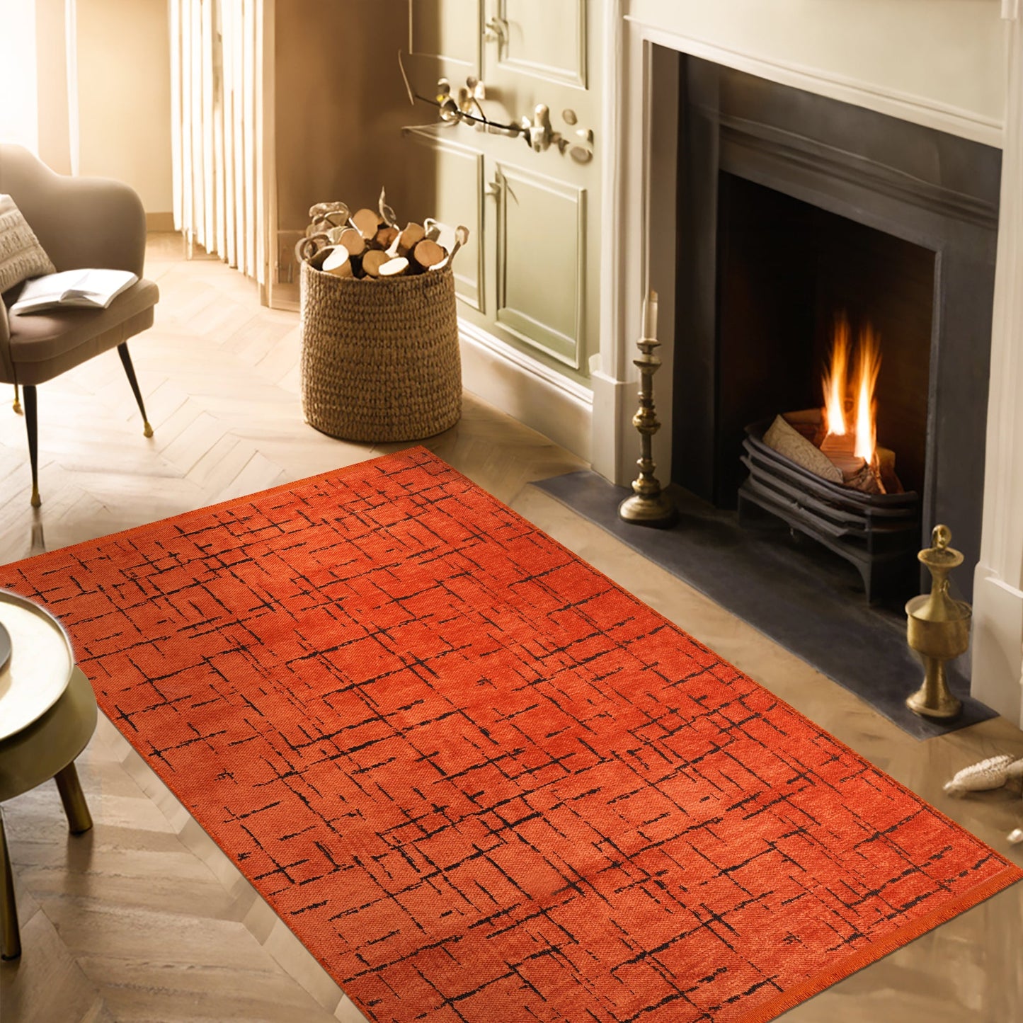 Ljuva Home Machine Washable Rug NT201 – ORANGE Soft Chenille