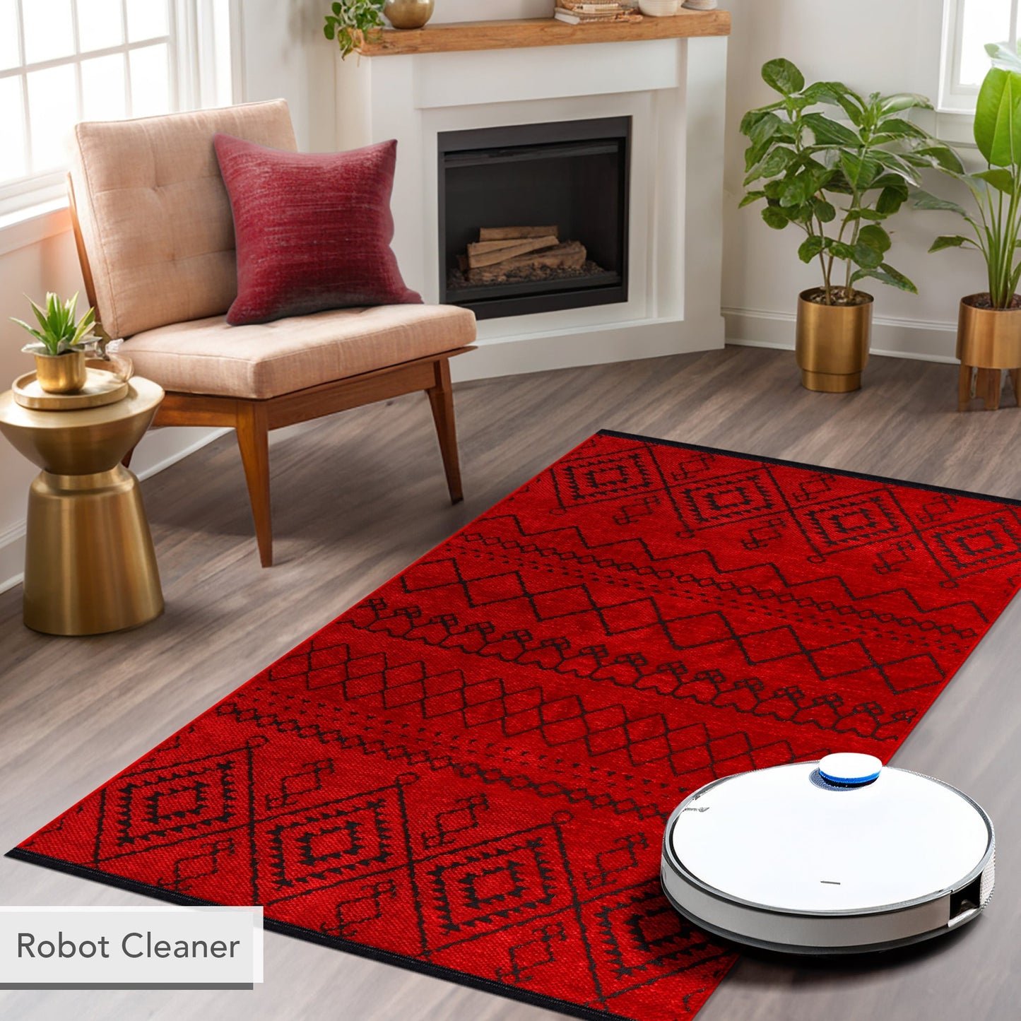 Ljuva Home Machine Washable Rug RW1801 – RED Soft Chenille