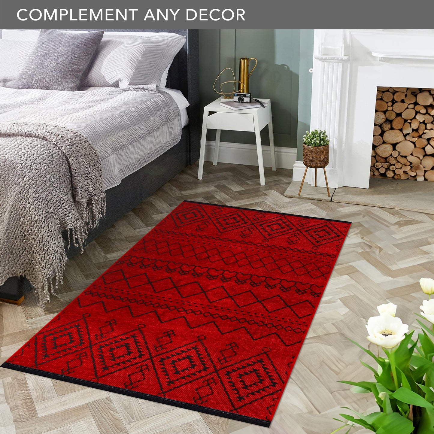Ljuva Home Machine Washable Rug RW1801 – RED Soft Chenille