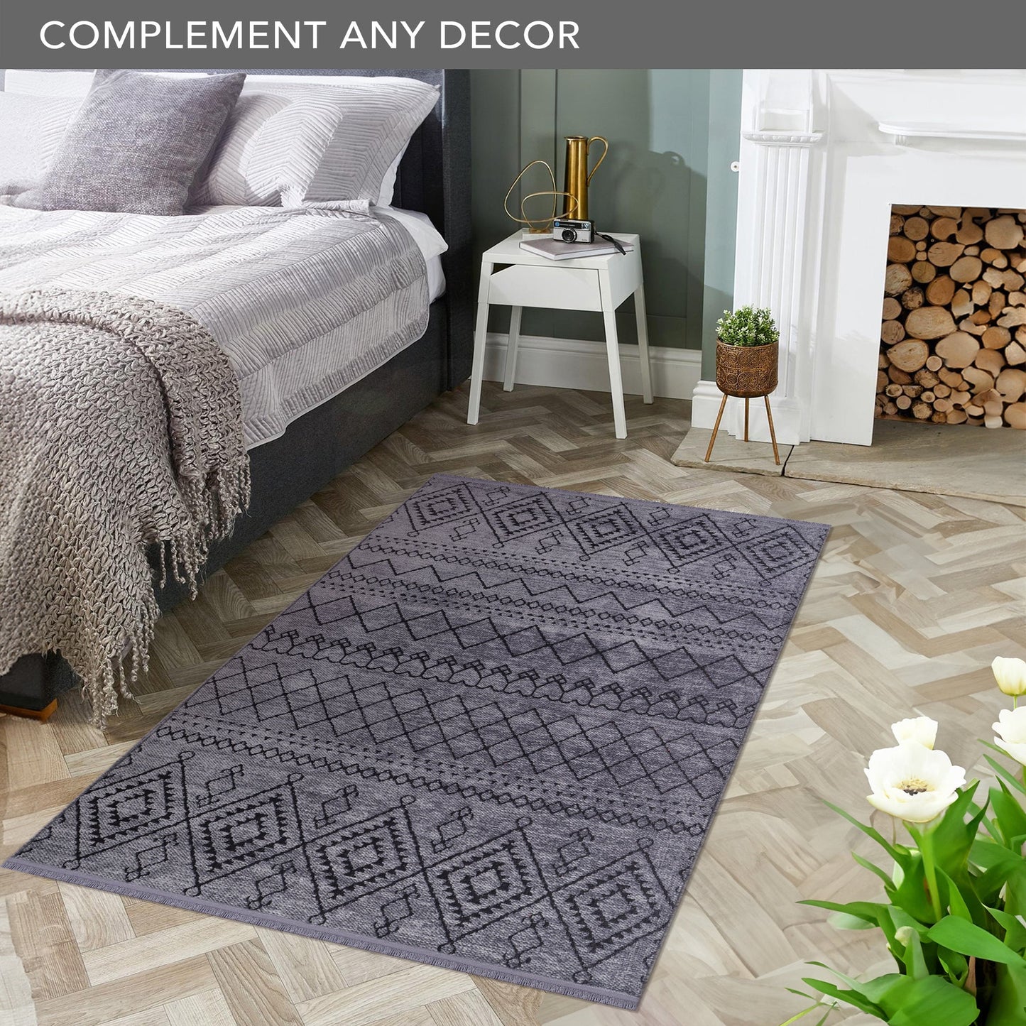 Ljuva Home Machine Washable Rug RW1801 – DARK GRAY Soft Chenille