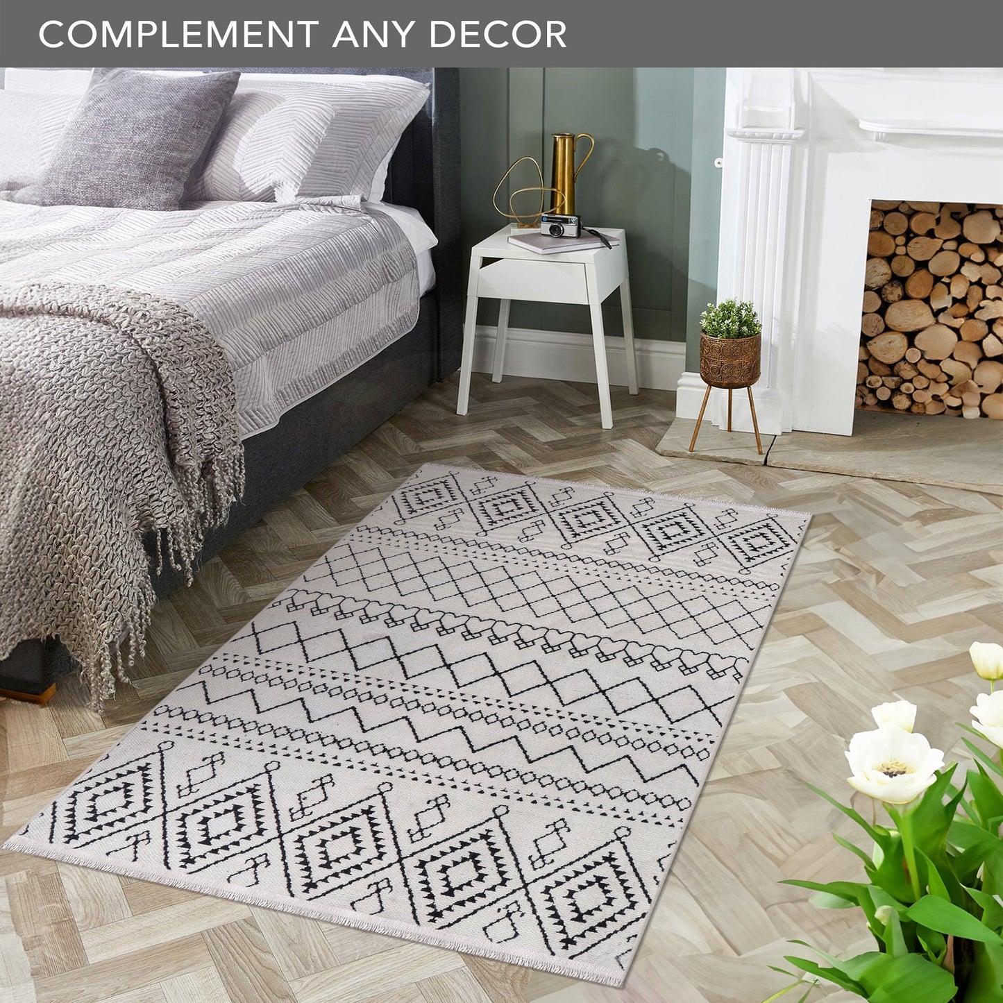 Ljuva Home Machine Washable Rug RW1801 – WHITE Soft Chenille