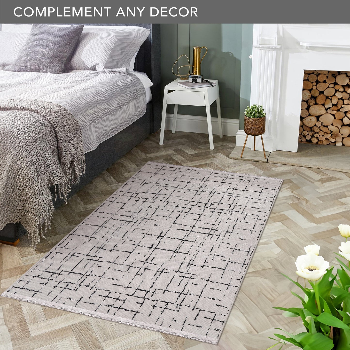 Ljuva Home Machine Washable Rug NT201 – WHITE Soft Chenille