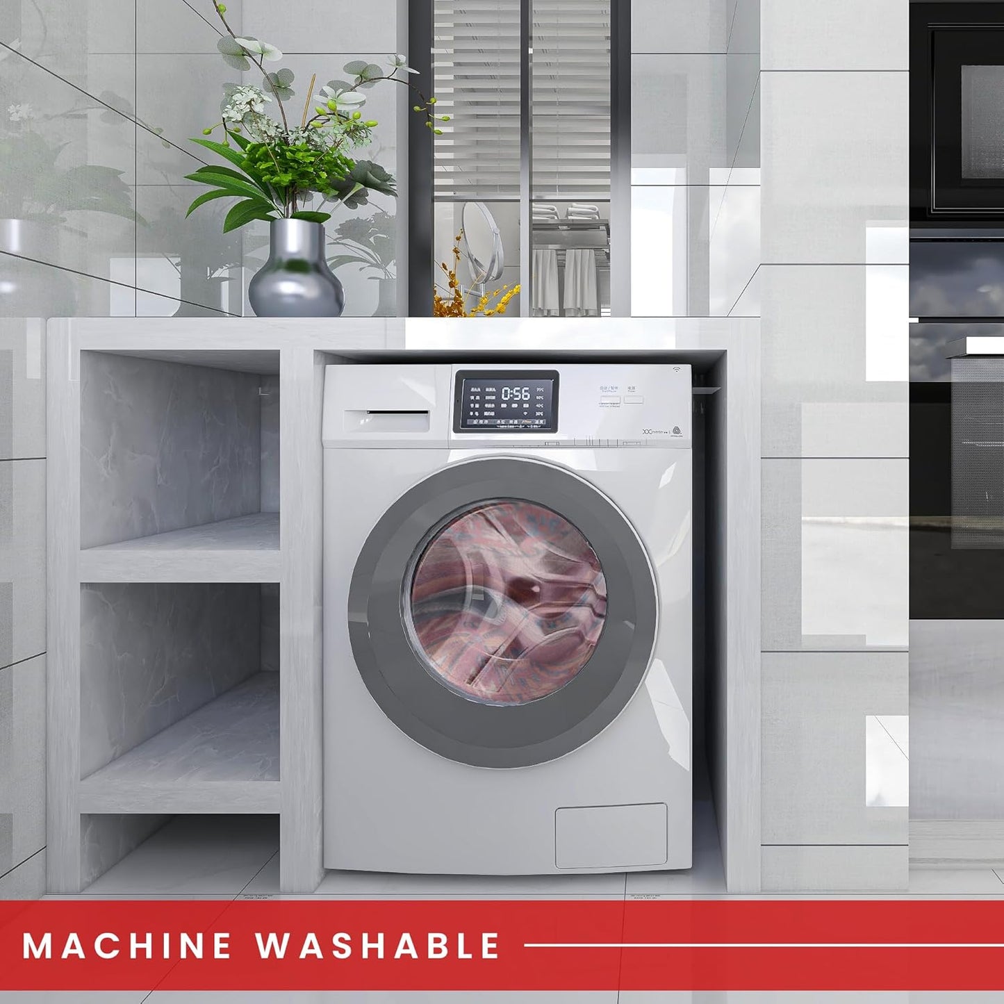 Ljuva Home 1322K – Machine Washable Red Tribal Kilim Rug | Multicolor Geometric Striped Carpet for Living Room, Bedroom & Dining