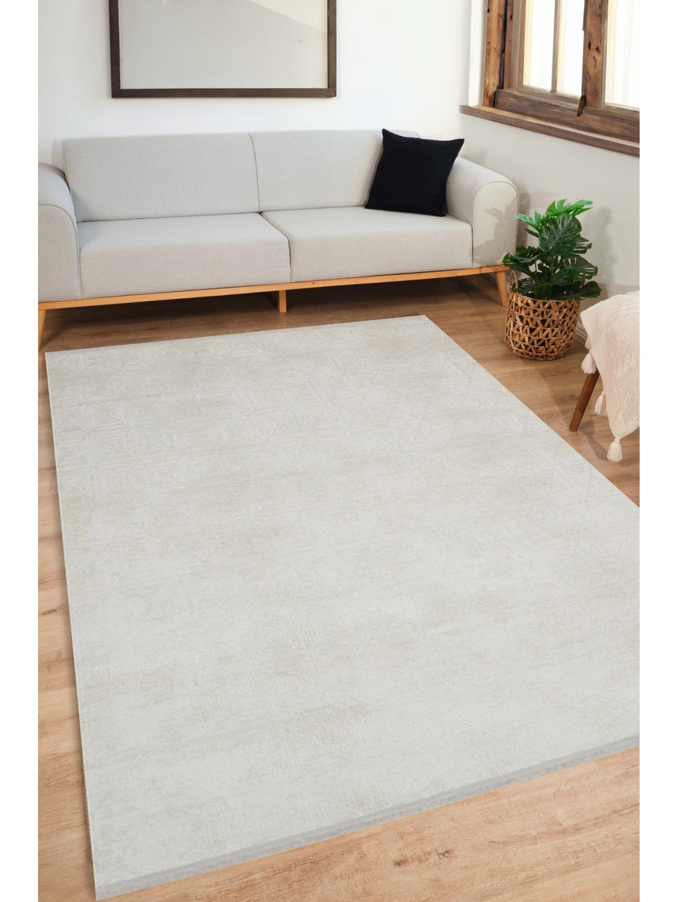 Ljuva Home Cream Modern Alin AL003 Area Rug – 100% Acrylic, Non‑Shed, Easy‑Clean, Durable | Bedroom, Study, Kids Room, Entryway