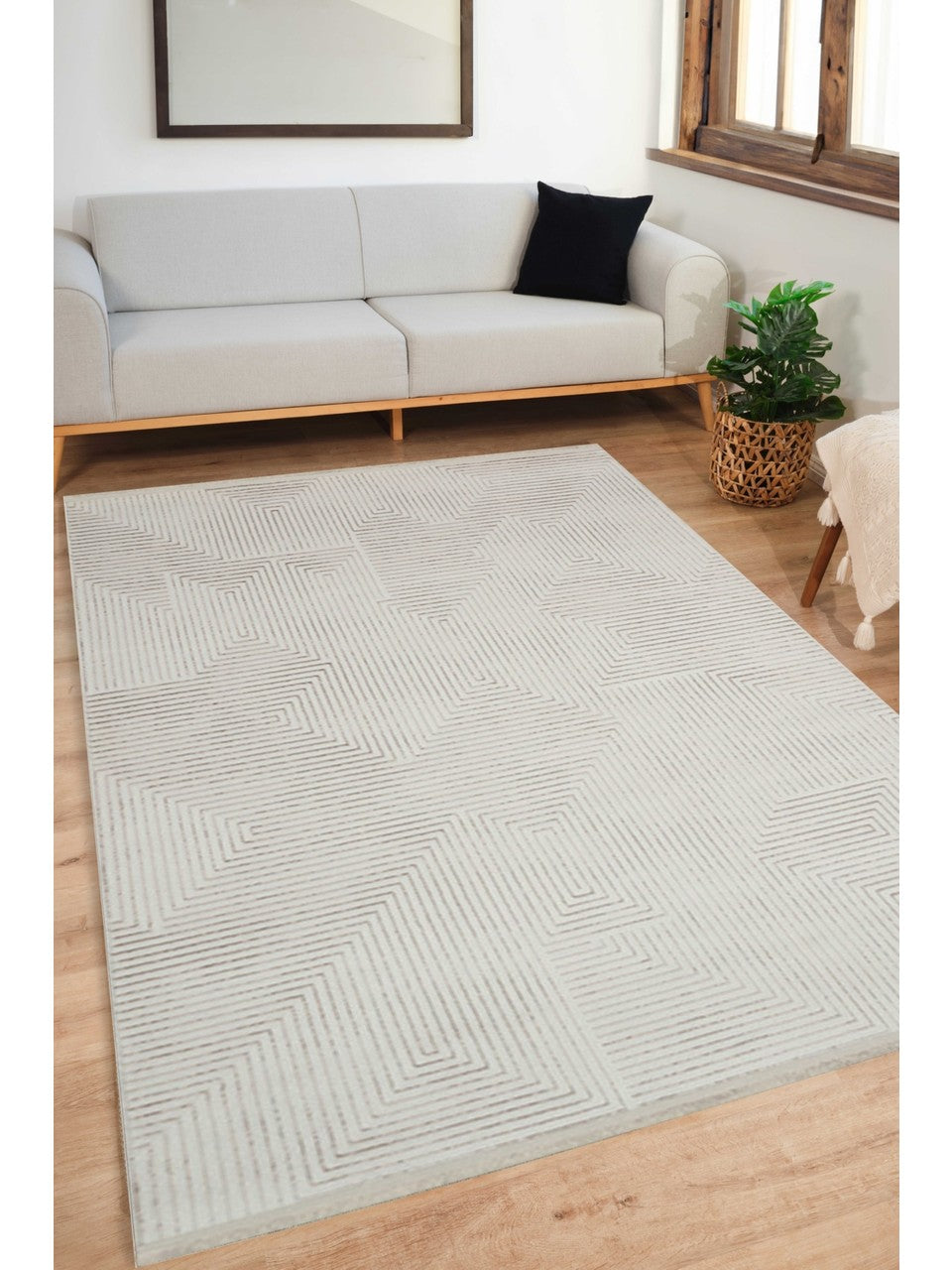 Ljuva Home Beige Modern Alin AL005 Area Rug – 100% Acrylic, Non‑Shed, Easy‑Clean, Durable | Bedroom, Study, Kids Room, Entryway