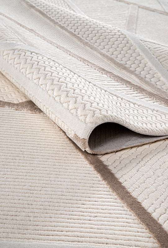 Ljuva Home Cream Modern Boyut BY005 Area Rug – Polypropylene and Polyester, Non‑Shed, Easy‑Clean, Durable | Bedroom, Study, Kids Room, Entryway