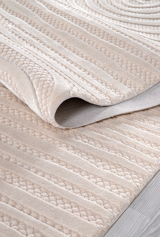 Ljuva Home Cream Modern Boyut BY007 Area Rug – Polypropylene and Polyester, Non‑Shed, Easy‑Clean, Durable | Bedroom, Study, Kids Room, Entryway