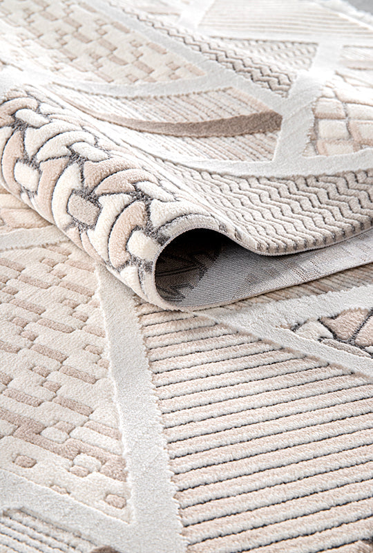 Ljuva Home Cream Modern Boyut BY008 Area Rug – Polypropylene and Polyester, Non‑Shed, Easy‑Clean, Durable | Bedroom, Study, Kids Room, Entryway