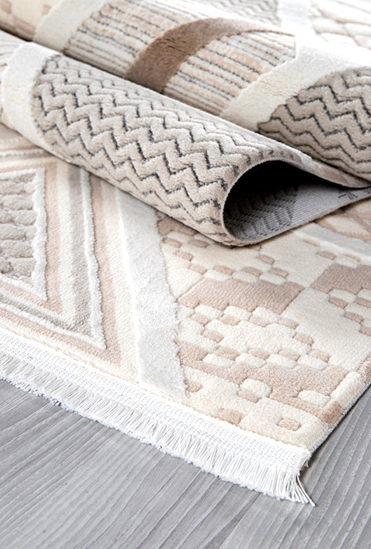 Ljuva Home Cream Modern Boyut BY008 Area Rug – Polypropylene and Polyester, Non‑Shed, Easy‑Clean, Durable | Bedroom, Study, Kids Room, Entryway