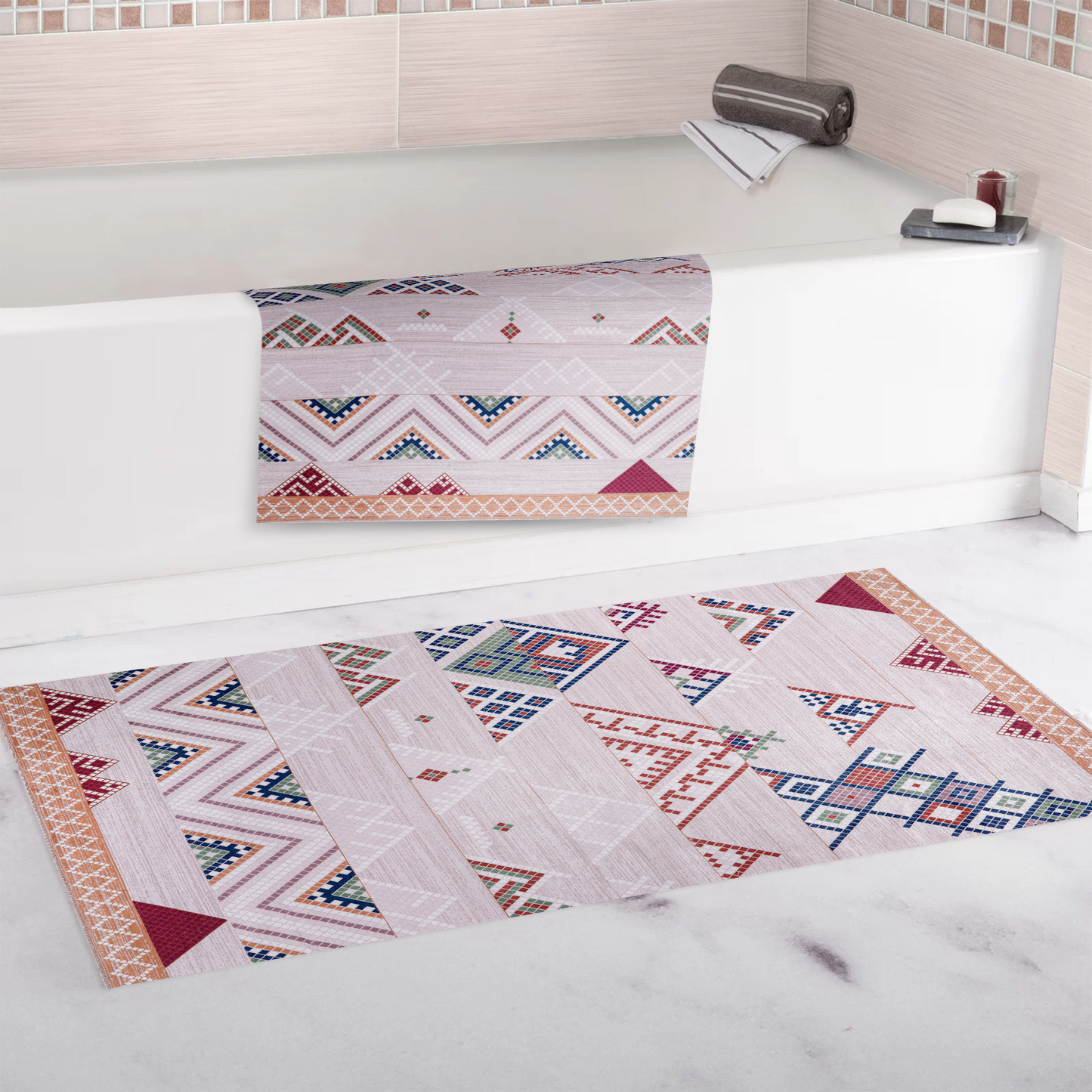 Ljuva Home - Bohemian Grey Striped Washable Rug, Design NL1002