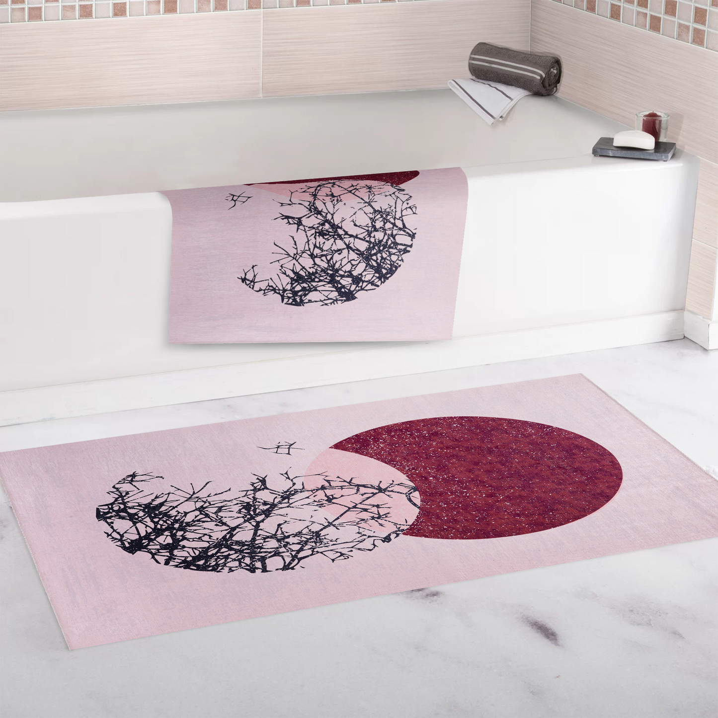 Ljuva Home - Geometric Black & White Patchwork Washable Rug, Design NL1003