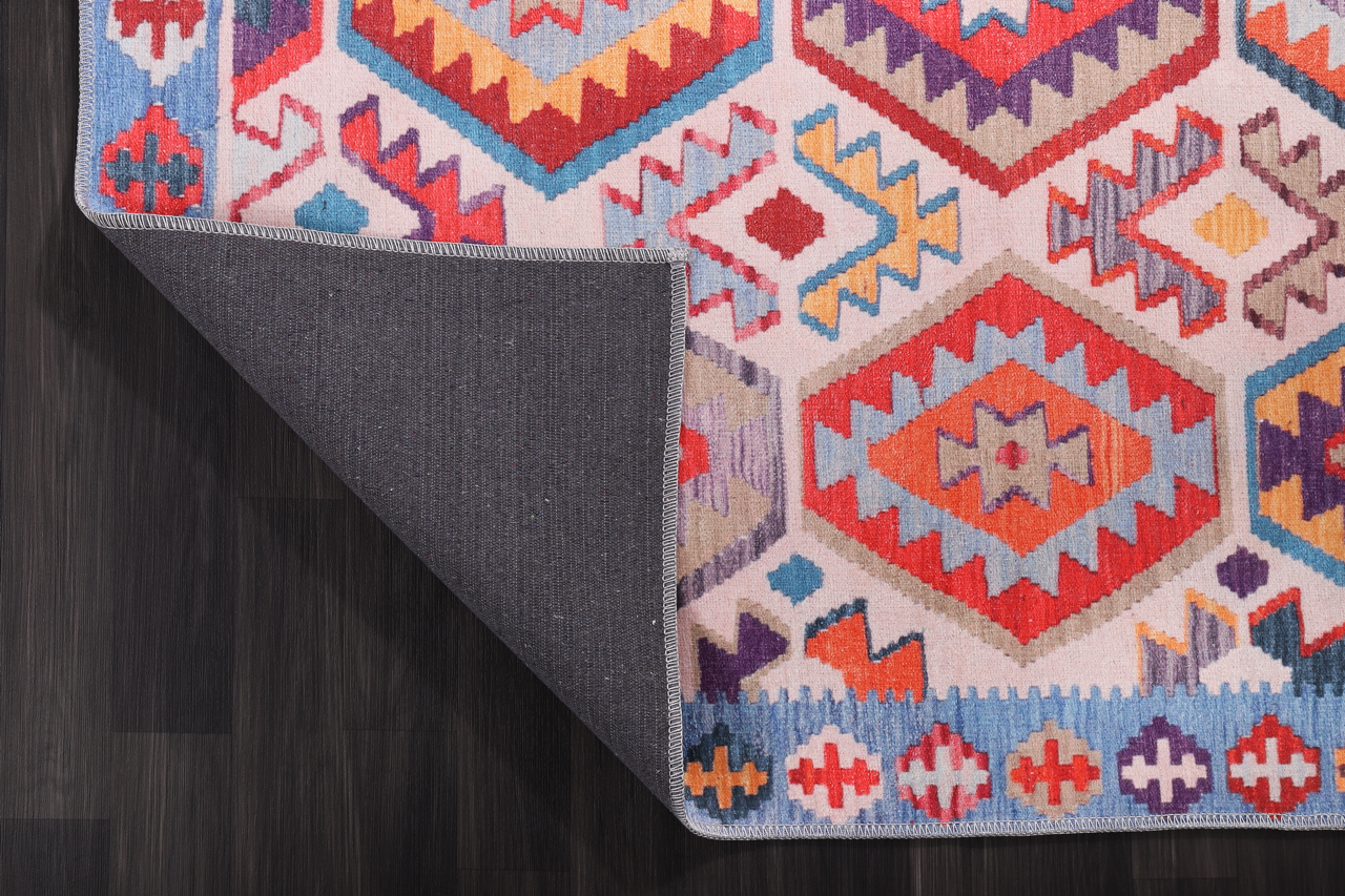 Ljuva Home Traditional Blue Abstract Washable Rug Design 1315