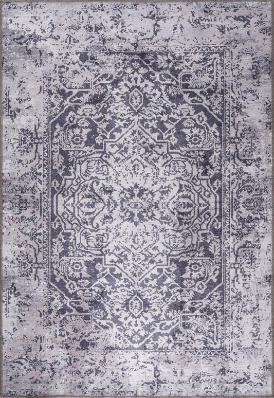 Ljuva Home Traditional Blue Abstract Washable Rug Design 1338
