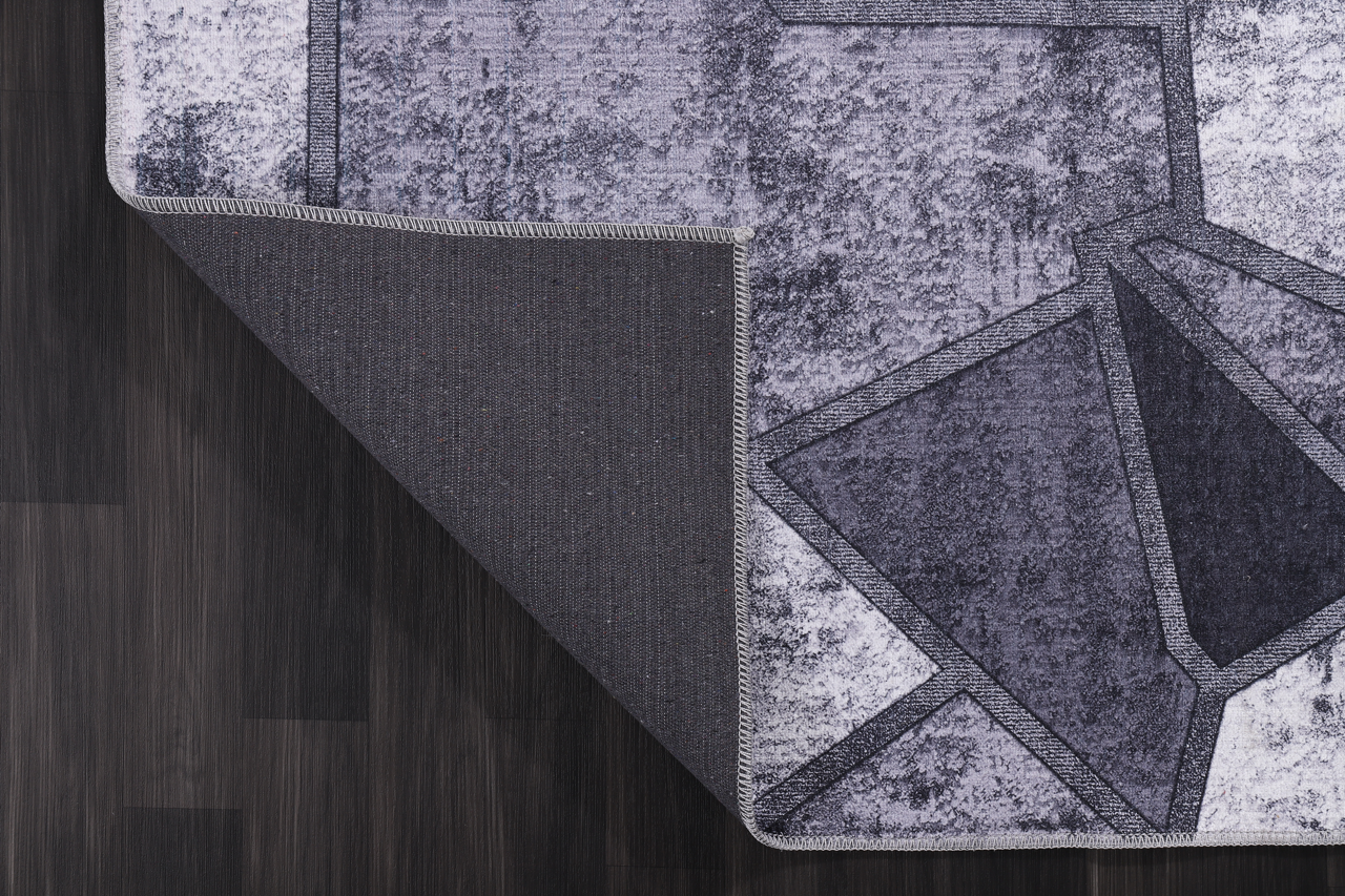 Ljuva Home Geometric Black & White Patchwork Washable Rug Design 4001