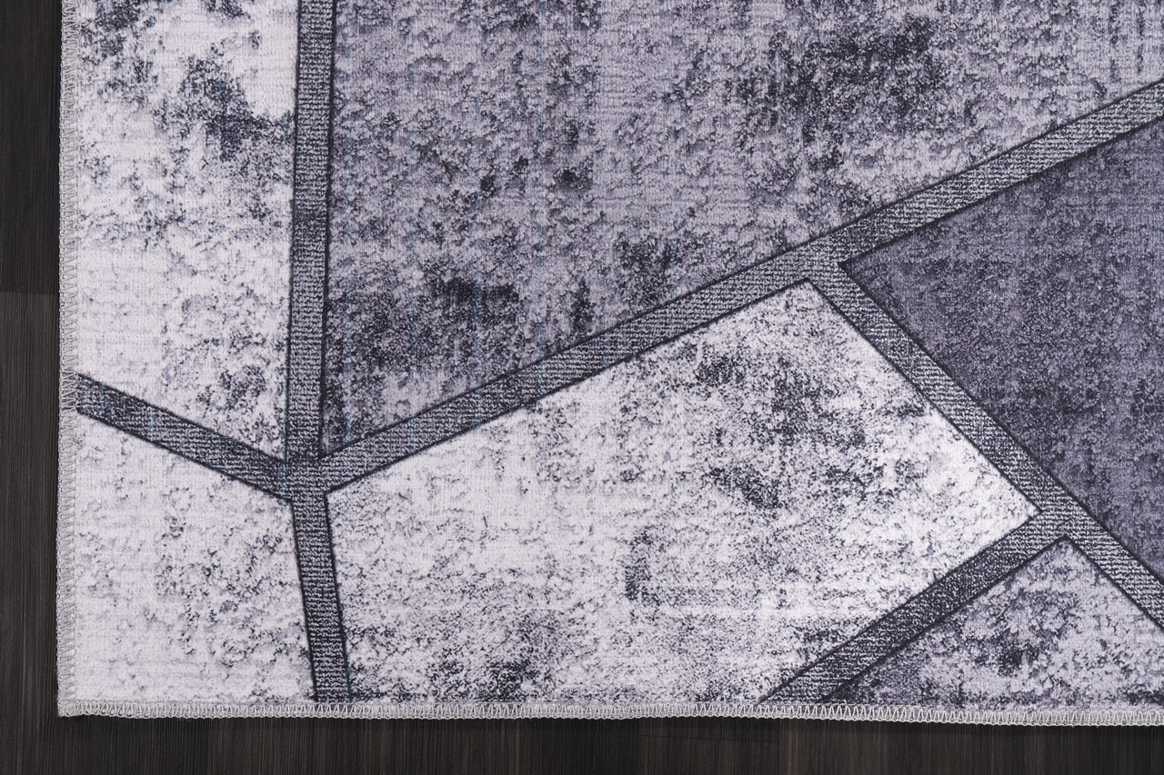 Ljuva Home Geometric Black & White Patchwork Washable Rug Design 4001