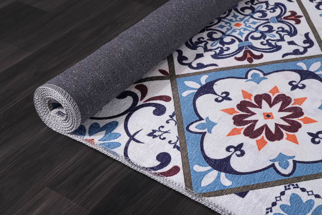 Ljuva Home Modern Beige Floral Washable Rug Design 4002