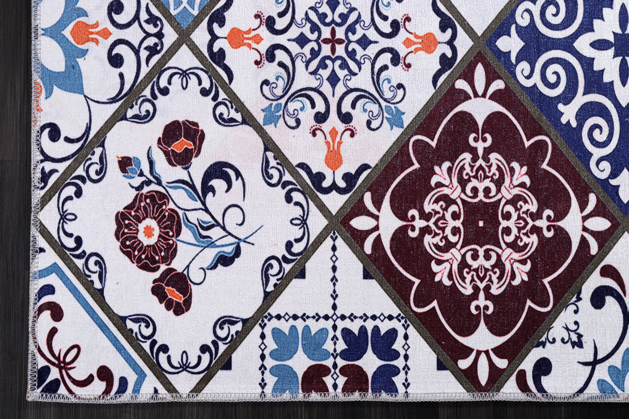 Ljuva Home Modern Beige Floral Washable Rug Design 4002