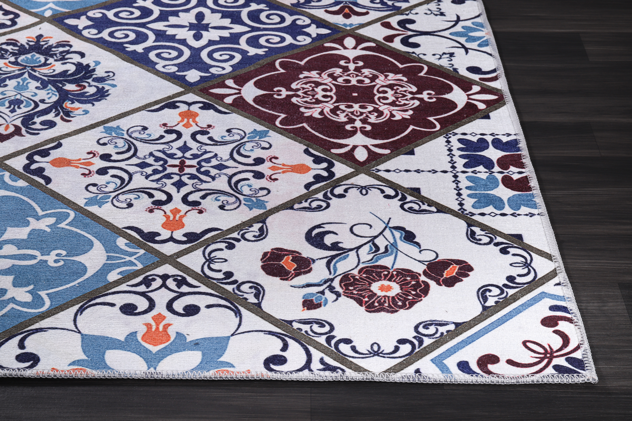 Ljuva Home Modern Beige Floral Washable Rug Design 4002