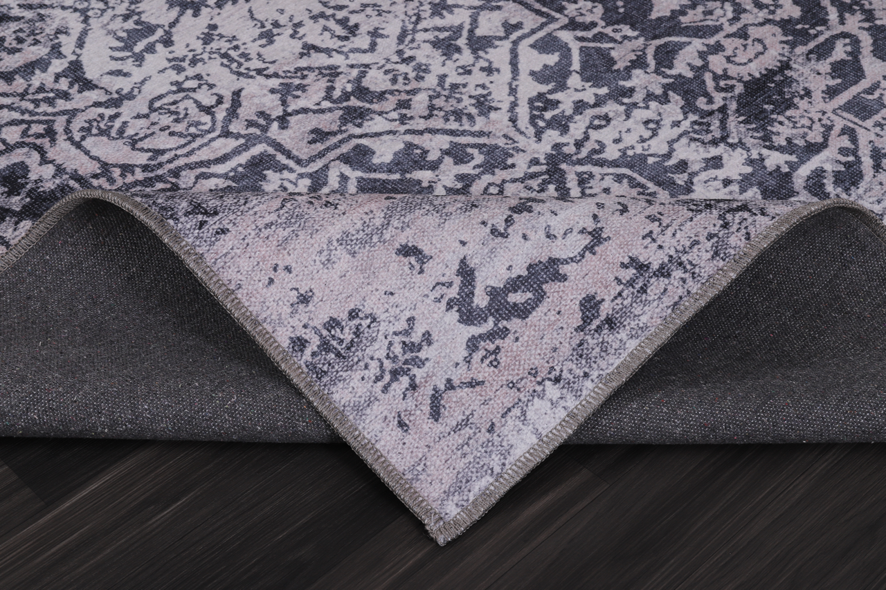 Ljuva Home Traditional Blue Abstract Washable Rug Design 1338