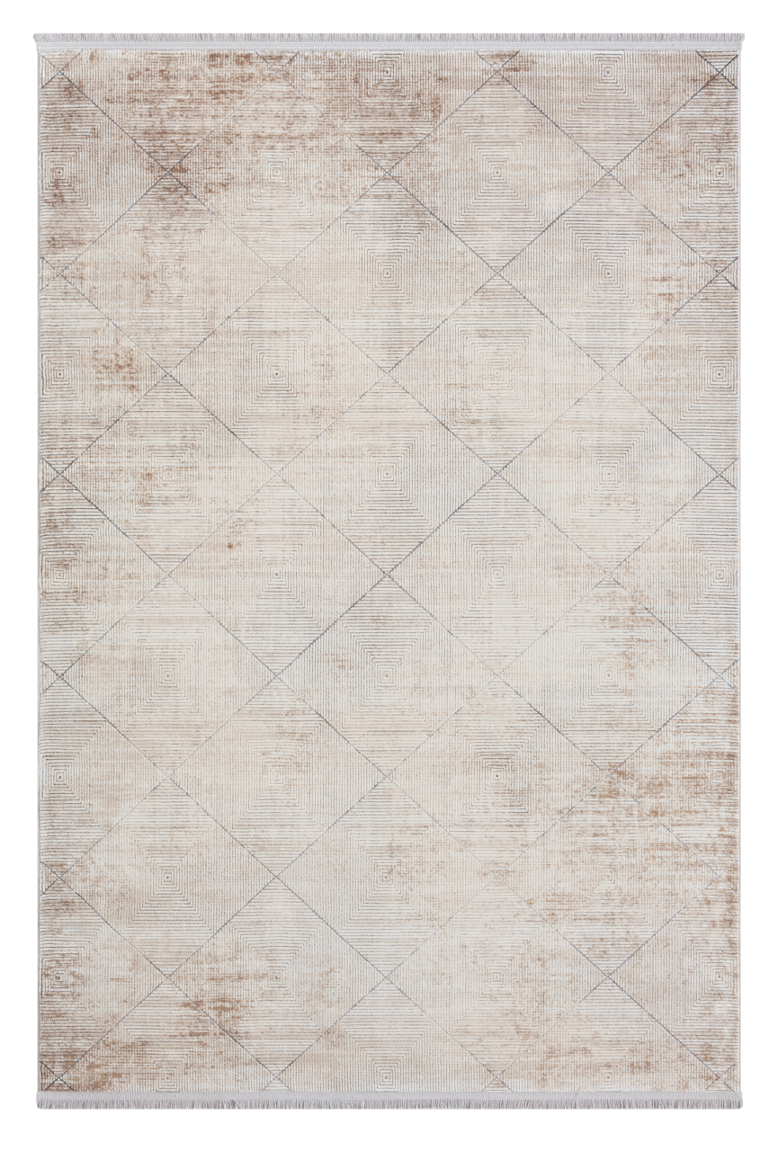 Ljuva Home Beige Modern Mazzini 1490 Area Rug – 60% Viscose and 40% Acrylic, Non‑Shed, Easy‑Clean, Durable | Bedroom, Study, Kids Room, Entryway
