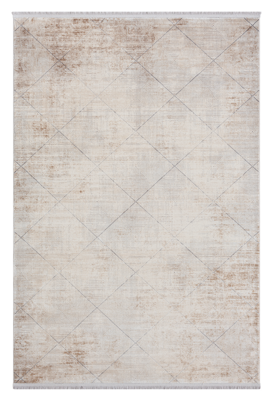 Ljuva Home Beige Modern Mazzini 1490 Area Rug – 60% Viscose and 40% Acrylic, Non‑Shed, Easy‑Clean, Durable | Bedroom, Study, Kids Room, Entryway