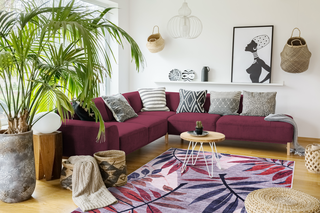 Ljuva Home Modern Beige Floral Washable Rug Design 3001