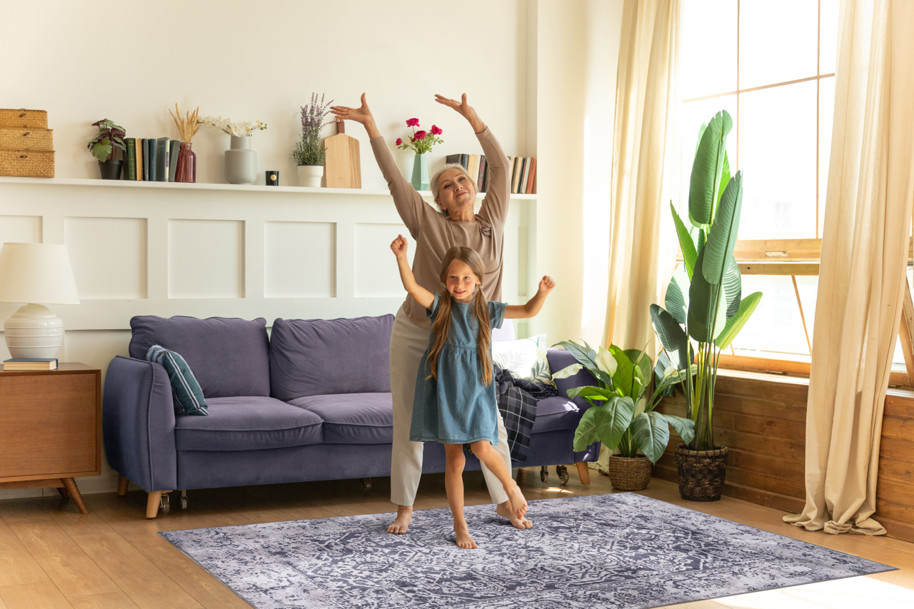 Ljuva Home Traditional Blue Abstract Washable Rug Design 1338