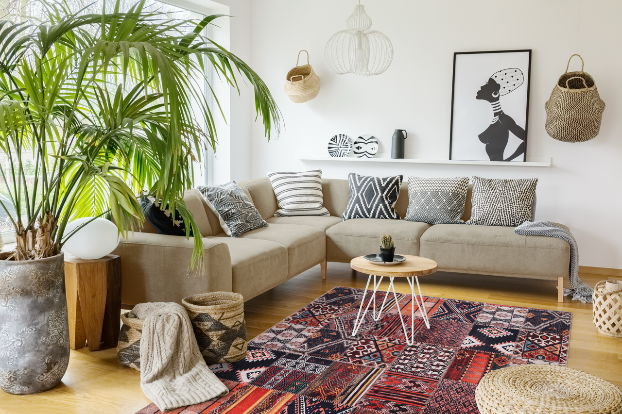 Ljuva Home Kilim Red Medallion Patchwork Washable Rug Design 1306