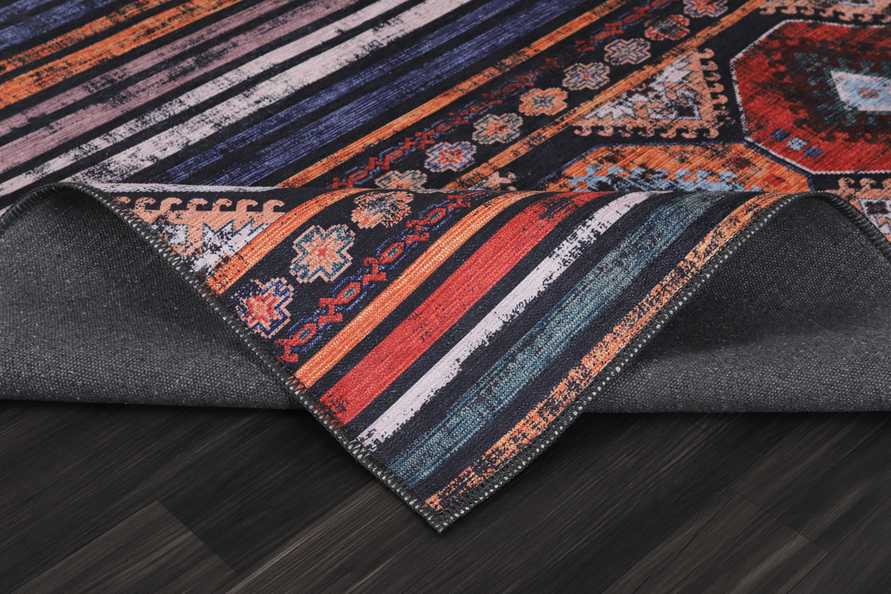 Ljuva Home Geometric Black & White Patchwork Washable Rug Design 1336