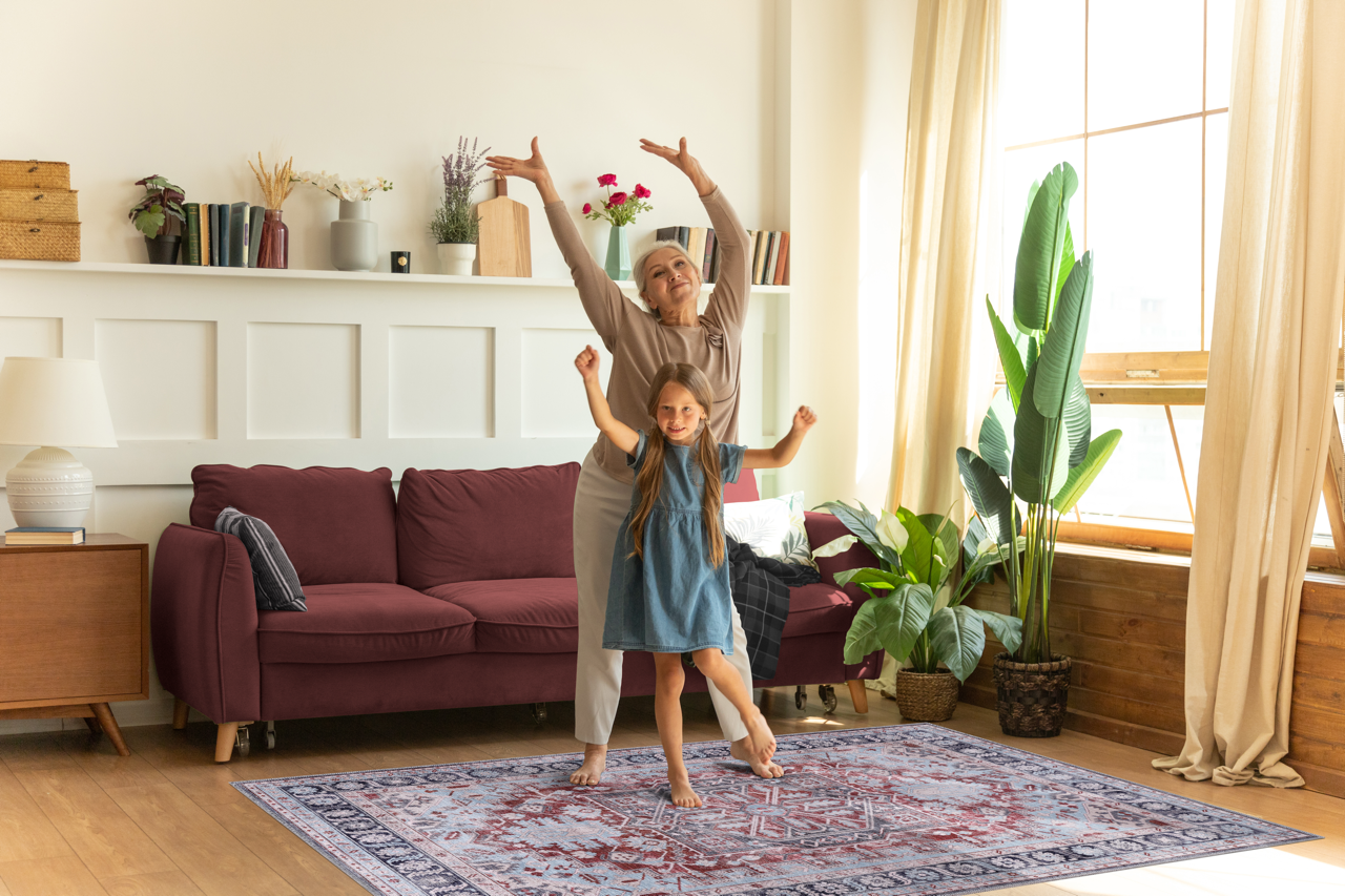 Ljuva Home Bohemian Grey Striped Washable Rug Design K1