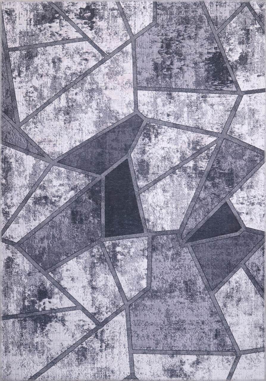 Ljuva Home Geometric Black & White Patchwork Washable Rug Design 4001