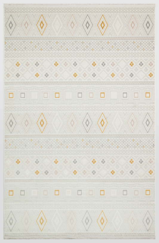 Ljuva Home Cream Modern Cunda CN013 Area Rug – 100% Acrylic, Non‑Shed, Easy‑Clean, Durable | Bedroom, Study, Kids Room, Entryway