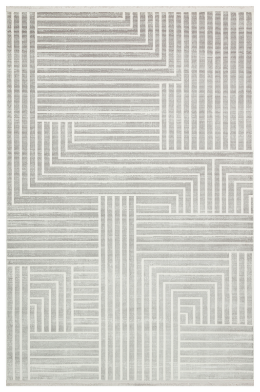 Ljuva Home Grey Modern Cunda CN015 Area Rug – 100% Acrylic, Non‑Shed, Easy‑Clean, Durable | Bedroom, Study, Kids Room, Entryway