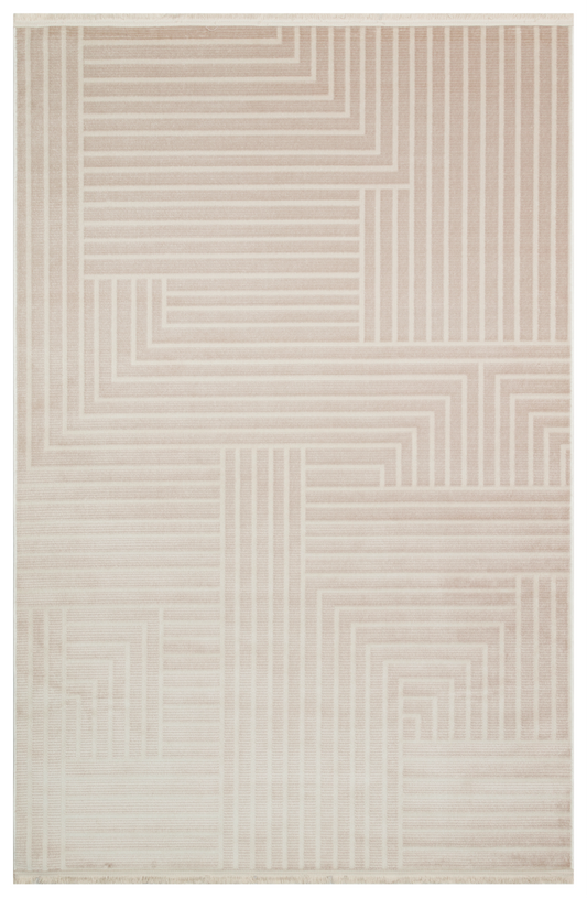 Ljuva Home Beige Modern Cunda CN016 Area Rug – 100% Acrylic, Non‑Shed, Easy‑Clean, Durable | Bedroom, Study, Kids Room, Entryway