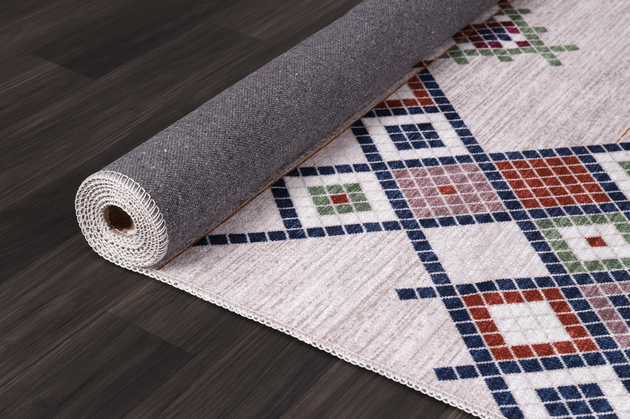 Ljuva Home - Bohemian Grey Striped Washable Rug, Design NL1002