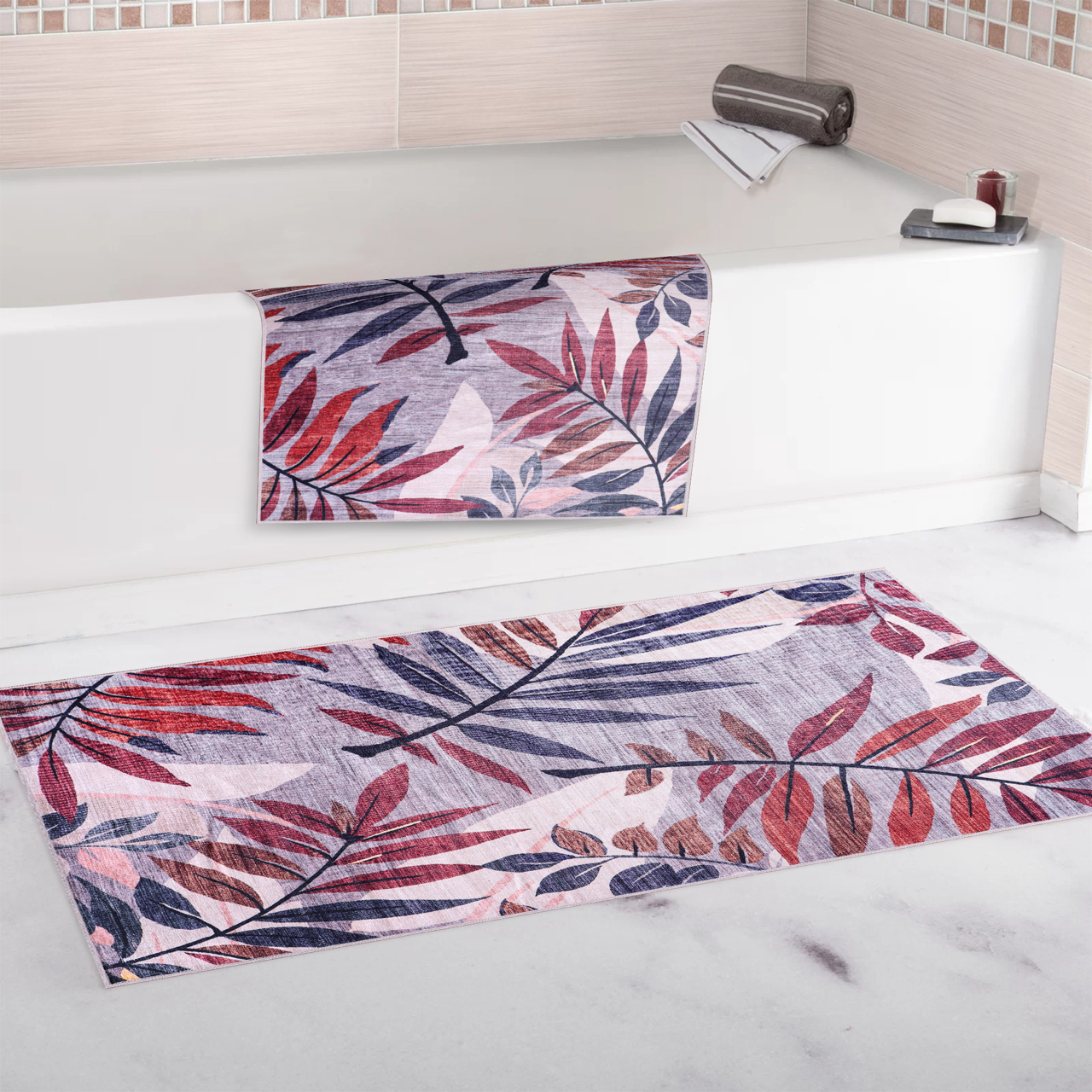 Ljuva Home Modern Beige Floral Washable Rug Design 3001