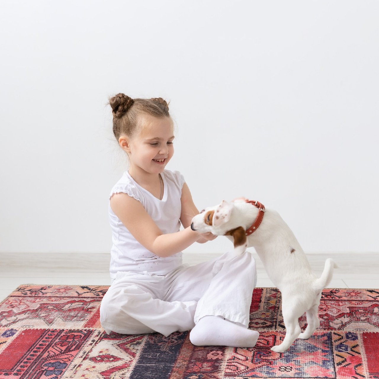 Ljuva Home Kilim Red Medallion Patchwork Washable Rug Design 1306