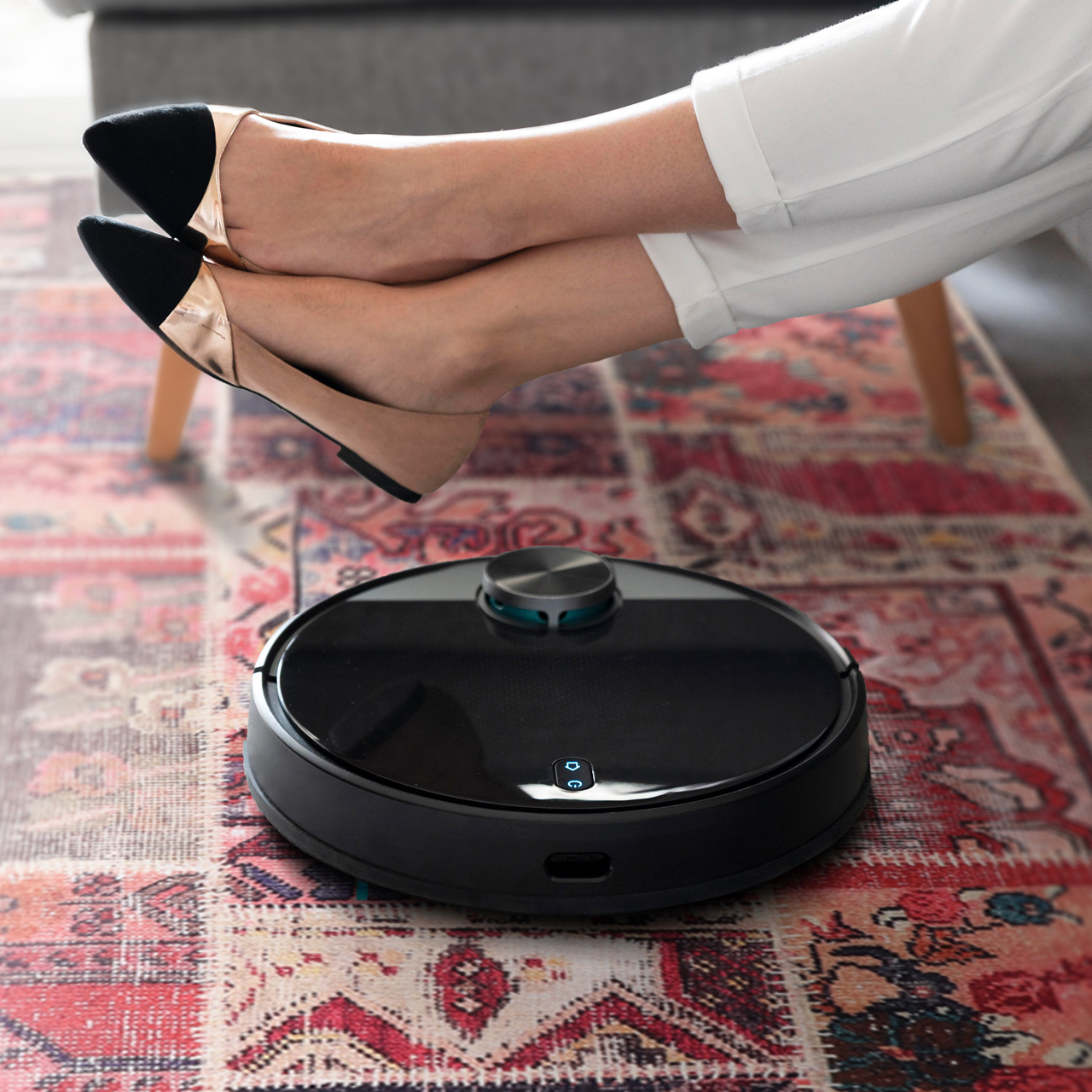 Ljuva Home Kilim Red Medallion Patchwork Washable Rug Design 1306